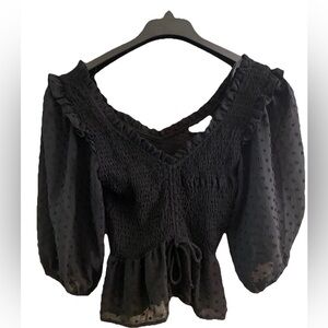 Top Shop Blouse Sheer Embroidered Lace Whimsigoth Fairy US 4 Small/Medium Women